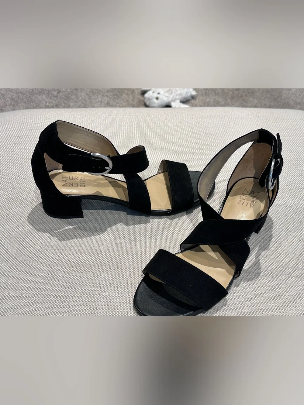 Naturalizer Black Suede Block Heel Sandals